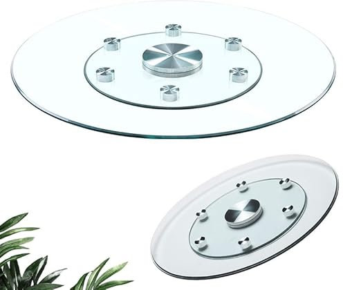 60cm 80cm 100cm Drehteller Lazy Susan Aus Gehärtetem Glas, Großer Serviertablett Rotierende Für Esstisch, Transparent Drehbares Tablett 360° Drehbar(70cm(28inch))