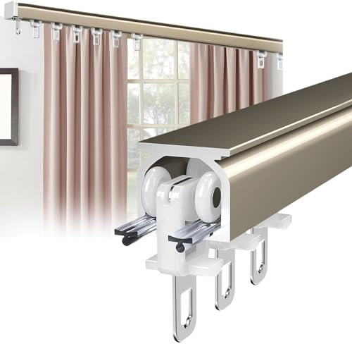 Sistema di binari per tende da esterno in lega di alluminio con design a binario singolo 90 cm 120 cm 200 cm 340 cm opzioni di lunghezza scorrevole silenzioso binario per tenda per divisorio a