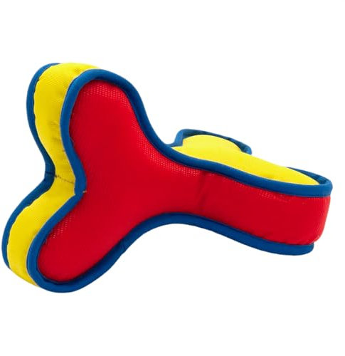 JACK AND VANILLA, Schwimmendes Hundespielzeug, Bissfest, Buntes Rot/Gelb-Design, Ideal für Pool und Strand, Größe 21 cm, Perfekt für kleine und mittelgroße Hunde, Modell Rex