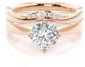 Verlobungsring Damen 925 Sterling Silber/9K/14K/18K Gold Verlobungsrine 1.049-3.049 Karat Rundschliff 5A Zirkonia/Moissanit/Laborgezüchteter Diamant Ring Set Eheringe Personalisierte Ringe-R