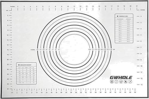 GWHOLE Tapis de Cuisson en Silicone Anti-adhésif Tapis Patisserie Tapis de Pâte avec Mesures - 60 x 40 cm Noir