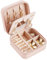 Guyode Boite a Bijoux, Rangement Bijoux Portable, Boite a Bijoux Fille Cuir, Coffret à Bijoux 10x10x5cm, Boite a Bijoux Voyage pour Rangez Boucles d'oreilles, Bagues, Colliers, Bracelets (Rose)