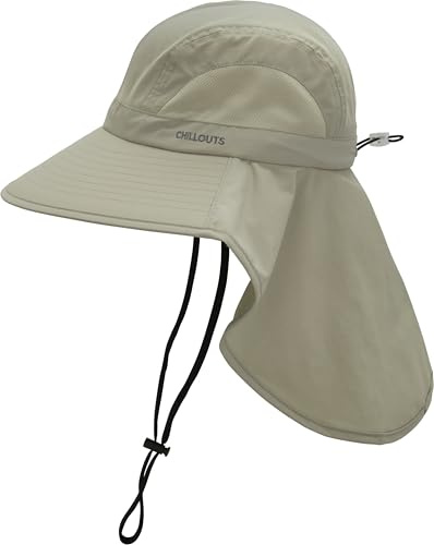 CHILLOUTS Sonnenhut mit Nackenschutz Sommerhut Strandhut Safarihut Damen/Herren - Kinnband Frühling-Sommer Sommer