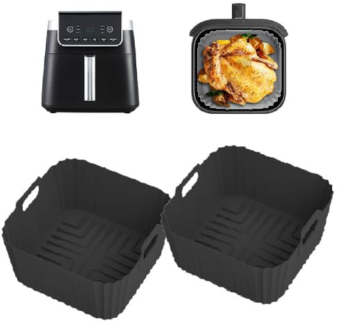 AF180UK Air Fryer Liners for Ninja AF180UK Max Pro 6.2L/ Ninja Air Fryer Pro XL Liner, 2pcs Square Silicone Air Fryer Liners for Double Stack Air Fryer Reusable Dishwasher Safe & Non-Stick