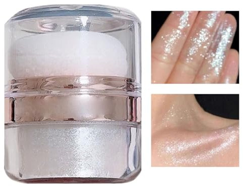 Highlighter Streich-Pat-Pulver - strahlender Puff, kompakter schimmernder Glanz | Textmarker aus weichem Puder für Gesicht und Körper, leichte Patches Applikation für Nas Wangen