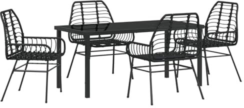 vidaXL Gartenstühle Set aus 2 Schwarz Poly Rattan Leichte Armlehnenstühle für Essbereiche im Freien, Wetterbeständige Moderne Gestaltung für Sitzgelegenheiten im Freien, Bistro-Armsessel
