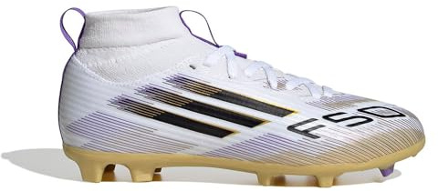 adidas Kids F50 League Childrens Multi Ground Football Boots White/Black/Gold 10 UK Child