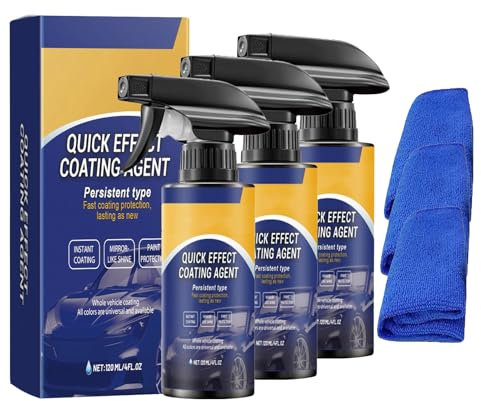 Quick Effect Coating Agent for Car, Quick Effect, riparazione graffi, sbiancamento e protezione in uno, spray avanzato nano rivestimento, rende la vostra auto come nuova (3 pezzi)