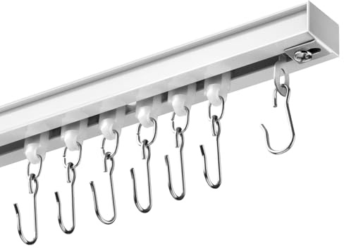 DEFYNEE Kit de Riel para Cortinas de Techo 92-368 cm | con Deslizadores | Riel de Aluminio para Ventana, Dormitorio y Salón, Blanco