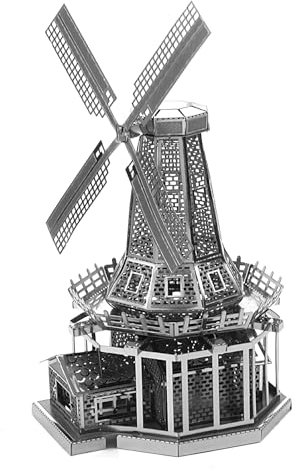 Opvonxeh Bausatz Modell Holländische Windmühle, 3D-Puzzle-Modell, Windmühle, interaktives Lernspielzeug für Eltern und Kinder, für Kindergarten und Reise