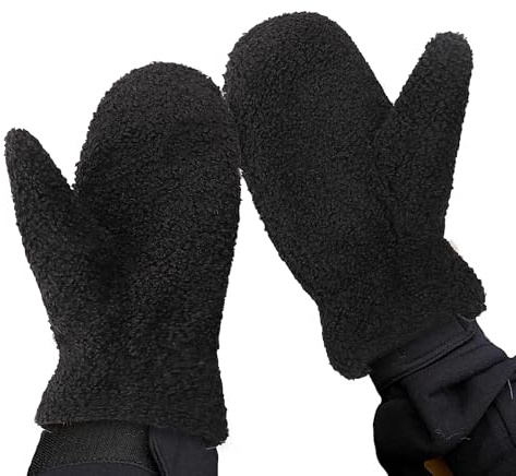 Unisex Plüsche Handschuhe Thermo-Fleece Futter Fäustlinge In Teddyfell Outdoor Fausthandschuh Skihandschuhe Winterhandschuhe Fäustel Handwärmer Gloves Warme Requisiten Für Fahrrad Wandern Skating