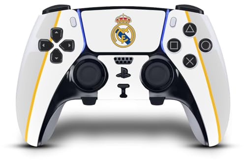 Head Case Designs Offizielle Real Madrid CF Weiß Abzeichen Vinyl Haut Gaming Aufkleber kompatibel mit Sony PlayStation 5 PS5 DualSense Edge Controller