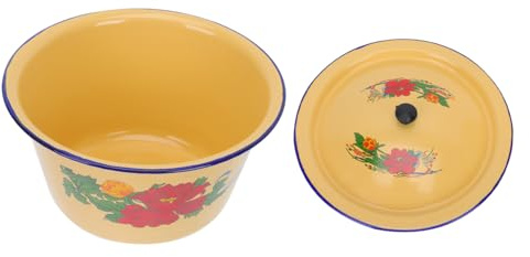 Toyvian Bol Émaillé Vintage avec Couvercle pour Cuisine Bassine pour Stockage de Graisse et Épices Ustensile Facile à Nettoyer et Usage Alimentaire Polyvalent