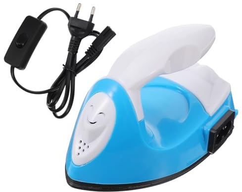 Mini Bügeleisen zum Nähen, Kleines Bügeleisen für Bügelperlen, 180°C Konstante Temperatur Tragbare Mini Heat Press für Plotter DIY Basteln Textiltransfer Reisebügeleisen EU-Stecker 220V (Blau)