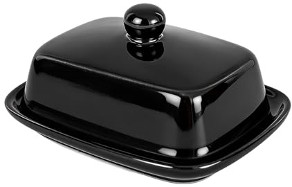 Gkhlg 1 Pack Ceramic Butter Dish with Lid Black Small Butter Dish for Home Cooks Kitchen Enthusiasts Le Creuset Style Butter Dishes for Countertop Dining Table Use