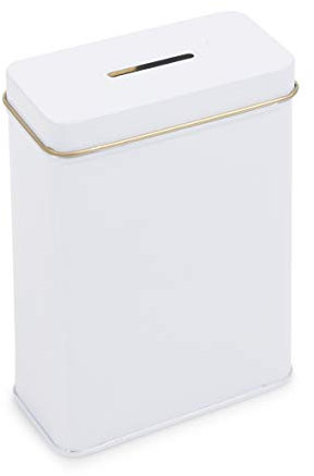 Tin Charity Box Collection Can Money Savings Box Piggy Bank Cash Can (Square)
