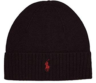 Ralph Lauren Polo Beanie Hat Wool Black One Size