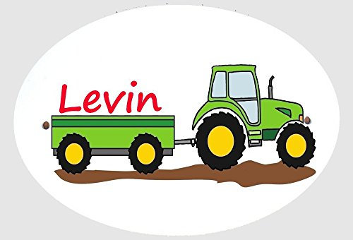 Personalisiertes Türschild Namensschild Traktor Trecker Schlepper für die Kinderzimmertür Alternative zu Holzbuchstaben inkl. 3 Klebepads zur Befestigung