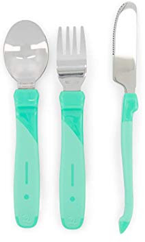 Twistshake Couverts Bébé 12m+ en Acier Inoxydable – Cuillère + Fourchette + Couteau, Lot de 3 – Set Sevrage Sans BPA – Accessoire Repas Enfant – Vert