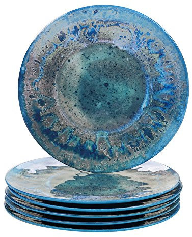 Certified International Radiance Melamine Dinner Plates, 26.7 cm, Set of 6, Teal