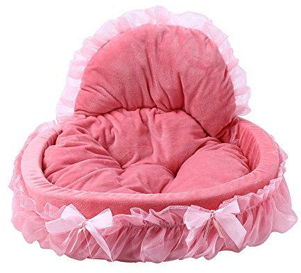 Prinzessin Hundebett Abnehmbar Tierbett Weich Gepolstert Hundebett Hundesofa Korb Lace Princess Bed Design Haustier-Bett