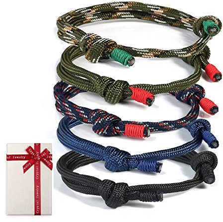 zooting 5 Stück Geflochtene Armbänder Set für Mann Frau,Bunt Marine Seil Schnur Nautische Surf Armband für Männer Herren Jungen,Handgemachtes Navy Seil String Armreif Einstellbar Armkettchen Geschenk