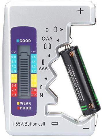 Mxtech Testeur de batterie, mesure des piles bouton AA/AAA/9 V rechargeables, fente pour carte de batterie fixe à plusieurs niveaux, appareil de test de circuit électrique portable