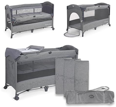 ms Innovaciones 630405 – Lit de Voyage et Berceau 2 en 1 – Deux hauteurs, Matelas à Langer et moustiquaire de série, Pliable et Portable, Unisexe