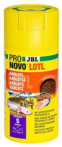 JBL PRONOVO LOTL GRANO, Hauptfutter für Axolotl von 3-10 cm, Klickdosierer, Fischfutter-Granulat, Größe S, 100 ml