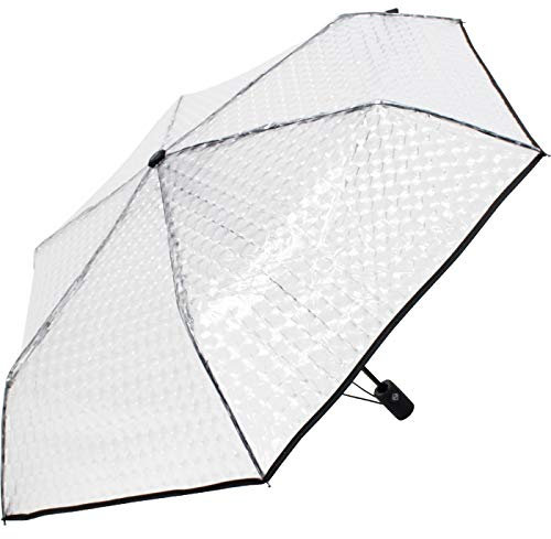iX-brella Taschenschirm transparent mit Lens-Effekt durchsichtig mit Einfassband schwarz