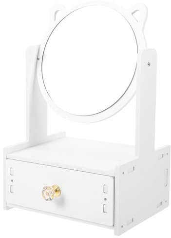 UPKOCH Schminkspiegel mit Schublade Kosmetikspiegel Ketze Ohren Make-up Spiegel Tischspiegel Schminkschrank Schmuckkästchen für Frisiersalon Wohnzimmer Schminktisch Kosmetiktisch Zubehör