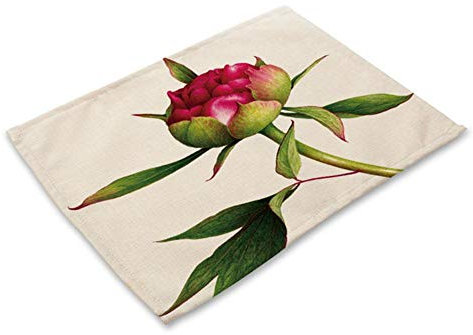 SEOLQX 1 Stück Blumenmuster Tischset Esstisch Matte Getränk Untersetzer Baumwolle Leinen Pads Schüssel Cup Matten 42 * 32cm Küchenzubehör MP0023-L