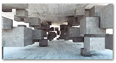 Tulup Spritzschutz Glas Küche 120x60 cm Küchenrückwand Glassplatte Küche Herd Küchenrückwand aus Echtglas Abdeckplatte - Sonstige - Grau - Beton Würfel