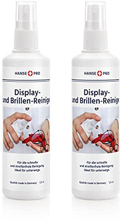 HANSE PRO Brillen-Reiniger, 2 x 125 ml I Brillen-Pflege I Reinigungs-Spray I schnelle und streifenfreie Reinigung von Brillen und Display-Oberflächen I ideal für unterwegs