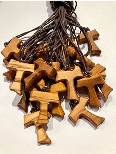 Tau 50 Stück Höhe wählbar 3 cm oder 2,5 cm aus Olivenholz, Kreuz des Heiligen Franzesis mit den 3 Noppen Francescani (50 Stück 3 cm)