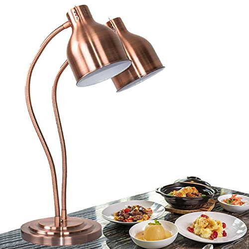 YAOYAOO Lampada a Calore Alimentare Commerciale Doppia Testa Scaldavivande, Lampade Riscaldanti Buffet Esibire Scalda Vivande per Cibo Riscaldante, Paralume Regolabile