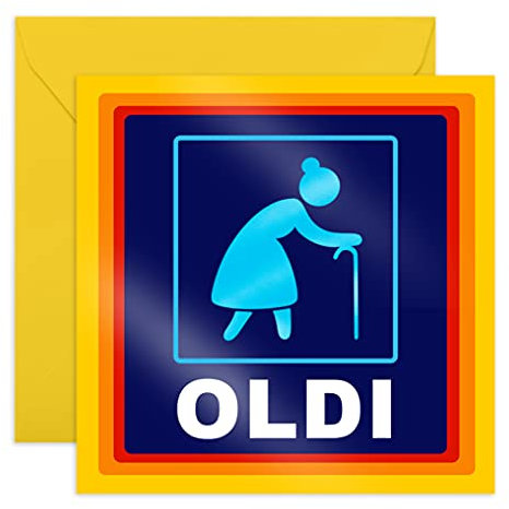 Central 23 - Lustige Geburtstagskarte für Sie – 'Oldi' – Freche Glückwunschkarte für Mama - Oma – Ruhestandskarte – Mit witzigen Aufklebern