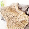 VanderHOME Decke Gestrickte Super Weiche Kuscheldecke Handgefertigt Grobe Strickdecke Grobstrick Decke Gestrickte Decke Wolldecke Couchdecke Flauschige weihnachtsdeko (Beige,100×100cm)