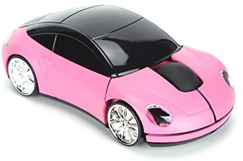 Wireless Mouse Car Shape Ergonomic Optical Cordless Mouse with USB Receiver for Office Laptops - Pink