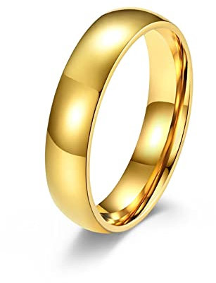 Hoisy Ring Jewelry Damen, Feiner Gold Ring Innen Und Außenbogen Gold Größe 67 Eheringe Antragsring für Frauen