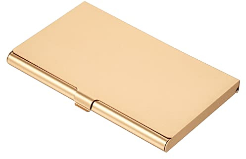 PATIKIL Business Card Holder, Aluminum Alloy Flip Cover Slim Name Cards Case for Women Men, Champagne Gold