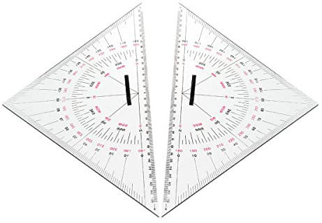 Goniometro triangolare di navigazione 300 mm acrilico ipotenusa nautica quadrati 2 pezzi