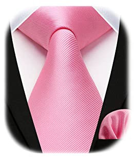 Enlision Cravate Rose Homme Cravate et Pochette de Couleur Unie Mariage Ensemble de Cravate et Mouchoir Set Travail Fete Cadeau pour Hommes