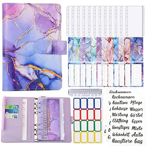 Budget Planner Deutsch,Spar Challenge Buch Für A6 Budget Binder,Beginner Budget Mit Geld Organizer Sparen Mappe,Finanzplaner Sparbuch,Haushaltsbuch Mit Geldfächer (Lila)