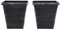 Stylist Biscotti Decorative Square Garden Patio Planter finished in a Brushed Bronze & Black or Silver Paint Effect 23cm Lightweight Flower Pots with Pre-Drilled Drainage Holes (Silver x2)