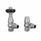 NRG Traditional Antique Angled Central Heating Radiator Valve 15mm Thermostatic + Lockshield Valve Chrome with Black Hand Wheel