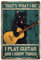 GLOBLELAND Cat Playing Guitar Vintage Metal Tin Sign Art Plaque Poster Retro Metal Wall Decorative Tin Signs 8×12inch for Home Kitchen Bar Coffee Shop Club Decoration