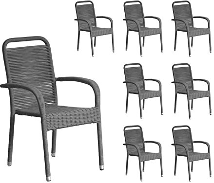 LC Garden 8er Set Romano« Stapelstuhl Lübeck grau Rope Armlehnenstuhl Balkonstuhl Bistrostuhl Gartenstuhl Outdoor