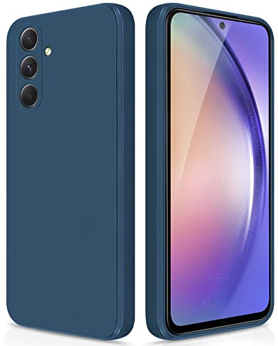 GiiYoon Case Compatible with Samsung Galaxy A54 5G, Silky-Soft Touch Full-Body Protective Phone Silicone Case, Shockproof Cover with Microfiber Lining, Blue
