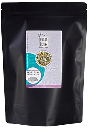 The Exotic Teapot – Sleep Tea Blend, 250g Pouch, Calming Herbal Infusion with Chamomile, Lavender, and Peppermint